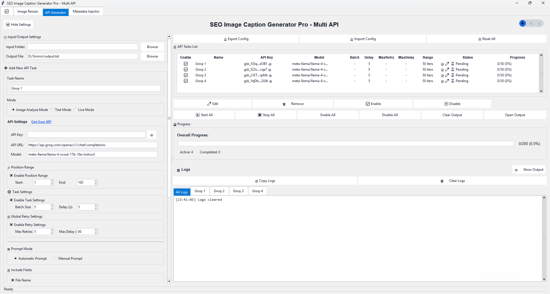SEO Image Caption Generator Pro – Full Dashboard with AI Bulk Processing Queue